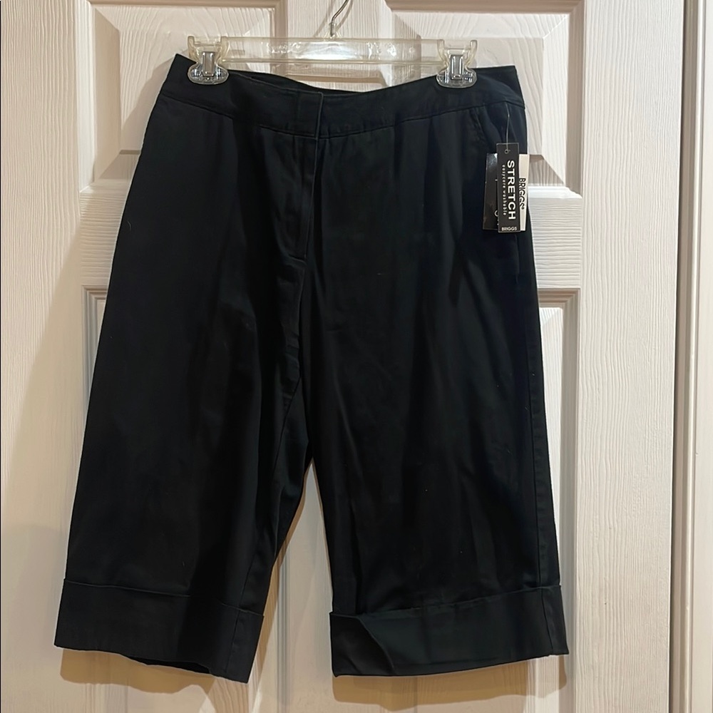 Vintage Briggs Black Capri pants cotton spandex stretch pockets cuffs womens 10P
